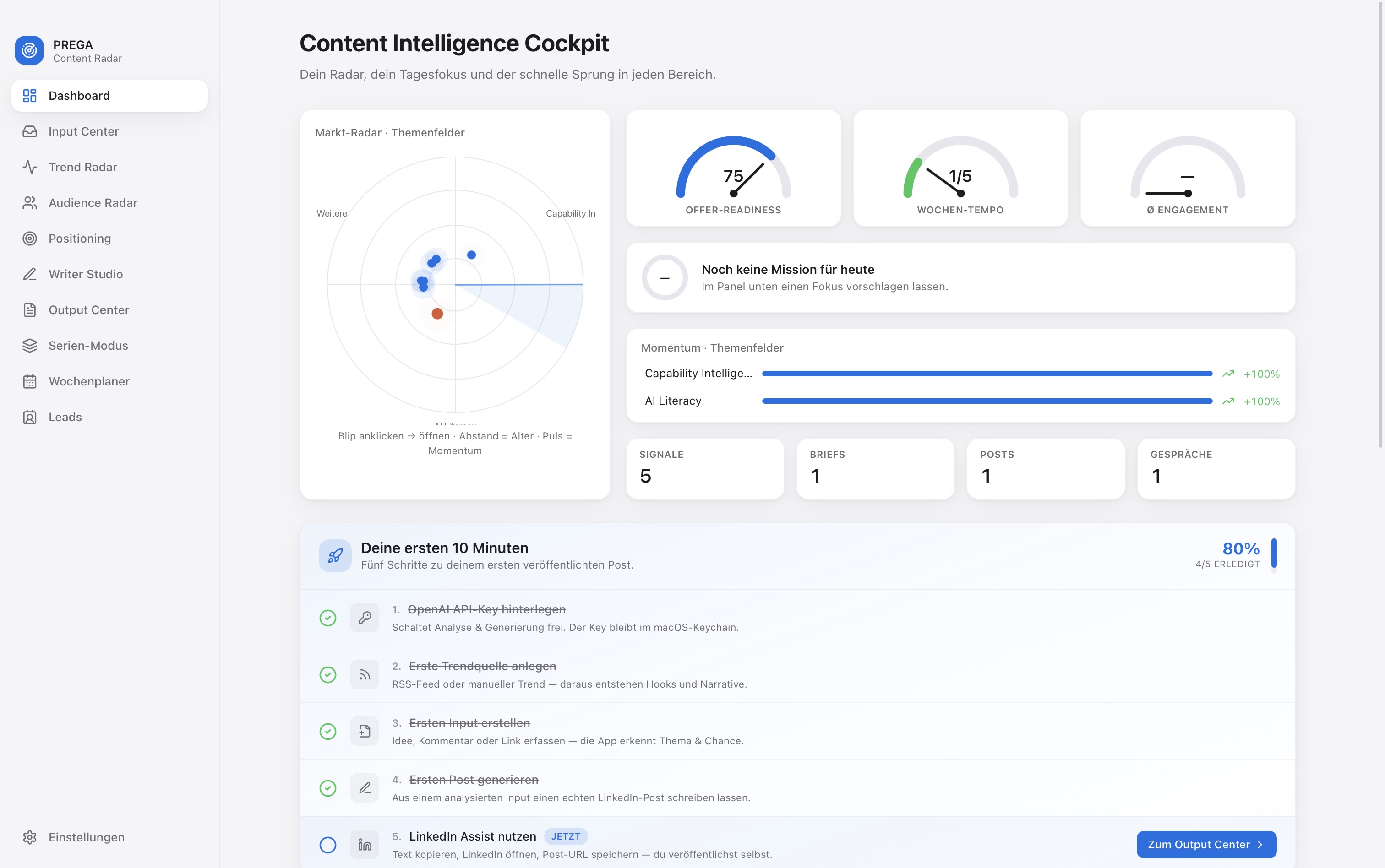 ORTYON Dashboard &mdash; Content Intelligence Cockpit