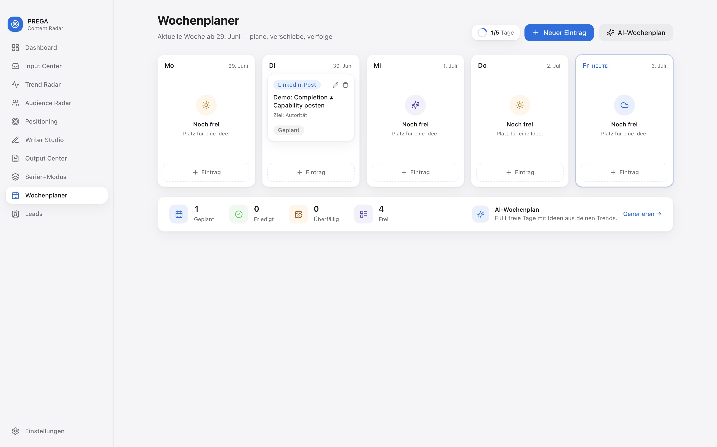 ORTYON Wochenplaner &mdash; planen, verschieben, verfolgen